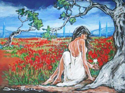 Original Stella Pelser(1970) - "Bolandse Meisie - 'n Wit Daisie" 400 x 300 x 6mm