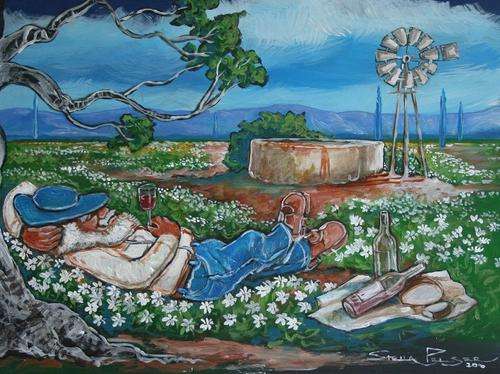 Original Stella Pelser(1970) - "Boland - 'n Wyntjie by die Windpomp" 400 x 300 x 6mm