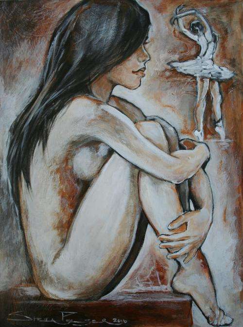 Original Stella Pelser(1970) -Figure Study - "Ballerina"  400 x 300 x 6mm