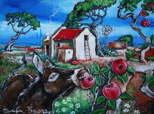 Original Stella Pelser(1970) -" Boland - Die Appel Dief " 400 x 300 x 6mm