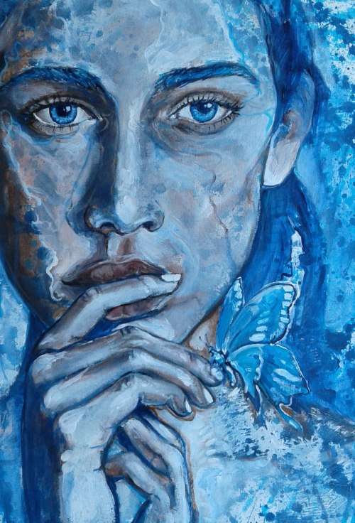 Title :Orginal Artwork by Stella Pelser "Gentle Observer" Acrylic on Canvas - Size 70cm x 53cm