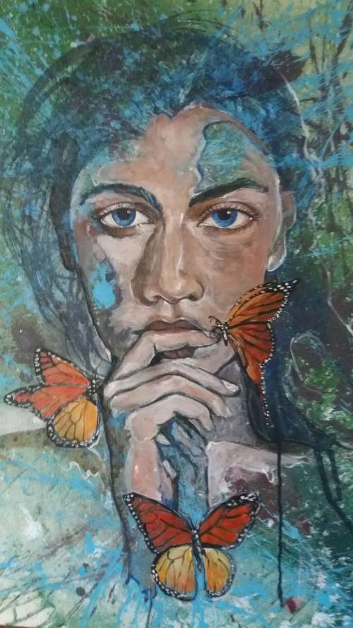 Title :Orginal Artwork by Stella Pelser "Spirit a Flight" Acrylic on Canvas - Size 800mm x 600mm