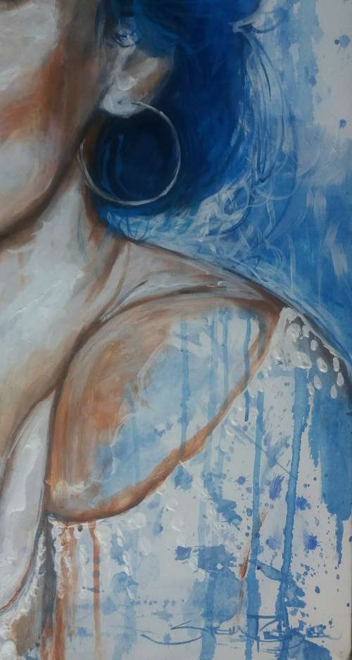 Title :Orginal Artwork by Stella Pelser `Humming bird kisses` Acrylic on Canvas - Size 70cm x 53cm