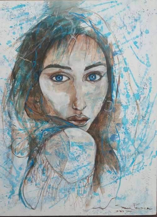 Title :Orginal Artwork by Stella Pelser `Vulnerability` Acrylic on Canvas - Size 70cm x 53cm