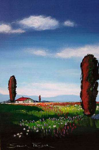 Origanal painting by Stella Pelser - "Plaashuis in die Overberge " 400 x 300