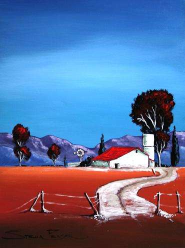 Original painting by Stella Pelser - "Karoo Farmhouse  01" - 400 x 300