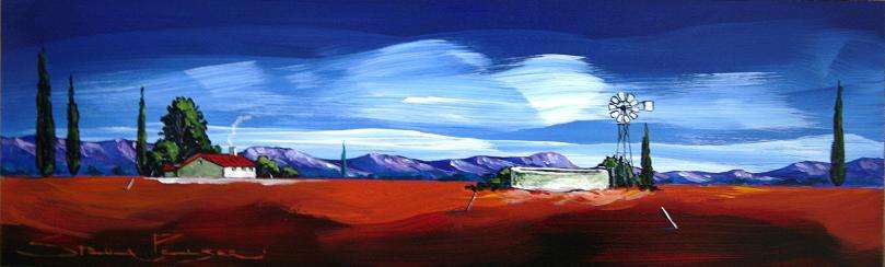 Original painting by Stella Pelser - "Bolandse Plaas 02" - 475 x 150