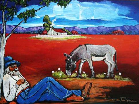 Original painting by Stella Pelser - "Uitspan -tyd in die Boland 02" 400 x 300