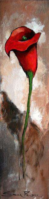 Original painting by Stella Pelser - "Red Arum Lilly 03" - 385 x100