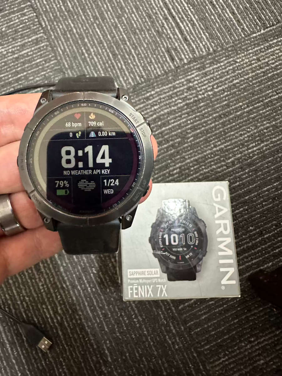 Garmin Fenix 7X Sapphire Solar - Black DLC Titanium with Black Band