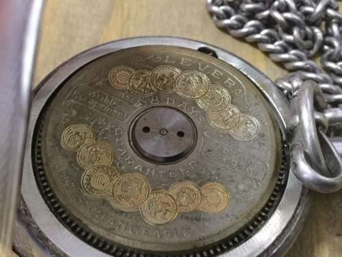 Strand 8 Days Swiss Rarest Hallmarked Silver Pocket Watch with Hallmarked Fob Chain 133 Grams
