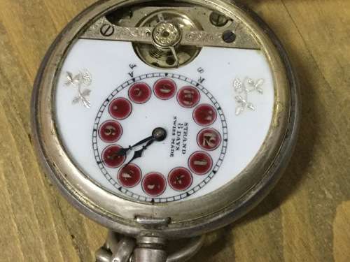 Strand 8 Days Swiss Rarest Hallmarked Silver Pocket Watch with Hallmarked Fob Chain 133 Grams
