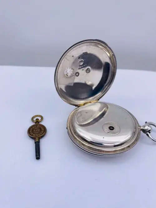 Magnificient Solid Silver Swiss Pocketwatch with Key Rare Valuable Collectors very Heavy