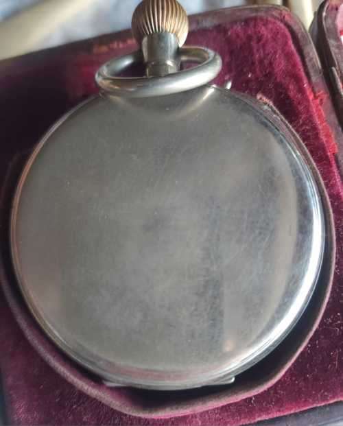HALLMARKED ANTIQUE GOLIATH LARGE POCKET WATCH IN HALLMARKED SILVER CASE