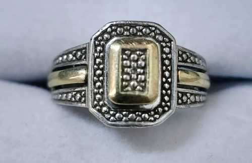 Magnificient Solid 9 Carat gold And Sterling Silver Ring