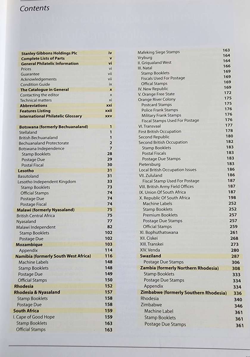 Stanley Gibbons Commonwealth stamp catalogue southern and Central africa