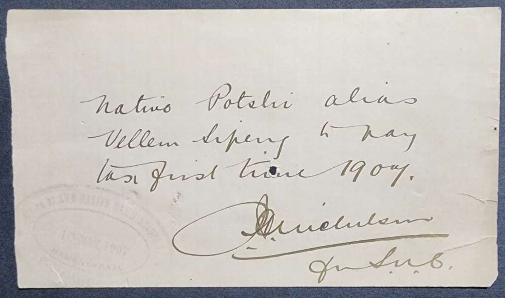 Native tax note 1907 signed by sub commissioner and canceled by oval native commissioners