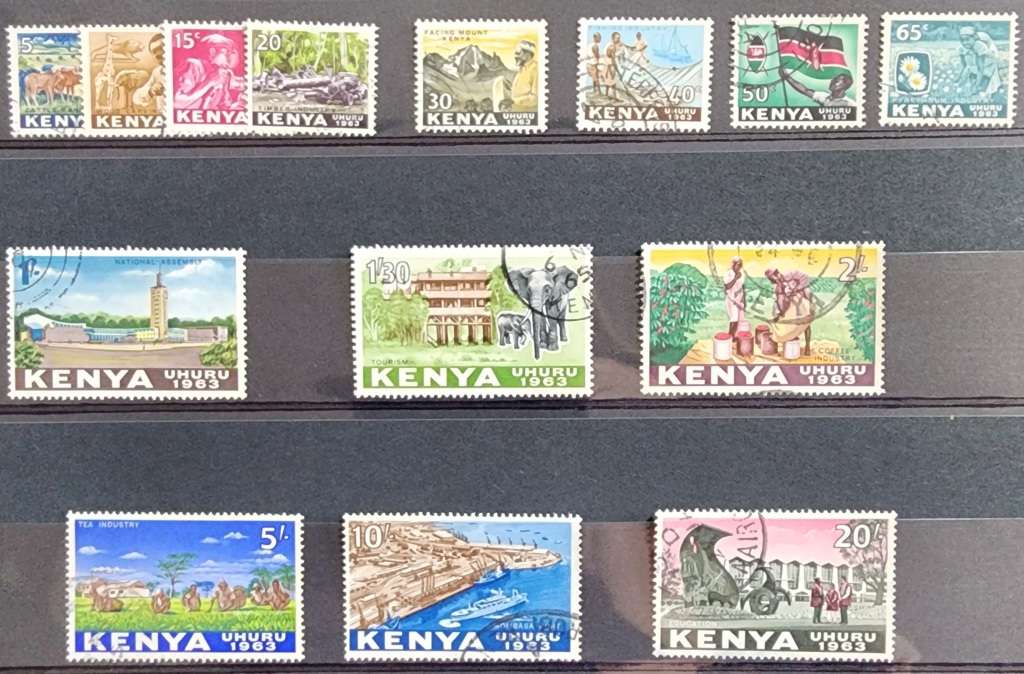 Kenya mixed lot on stock card 1963
