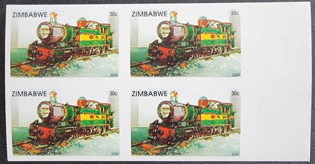 Zimbabwe 30c imperforated block of 4 2014