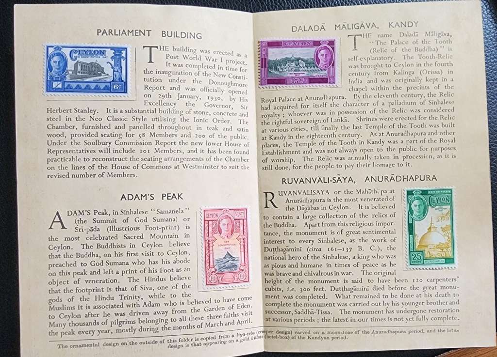 Ceylon commemorative stamps booklet 1947