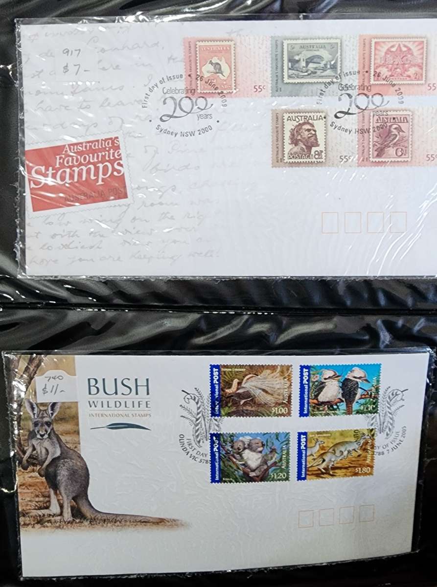 First day cover album 13 double sided pages with covers inside