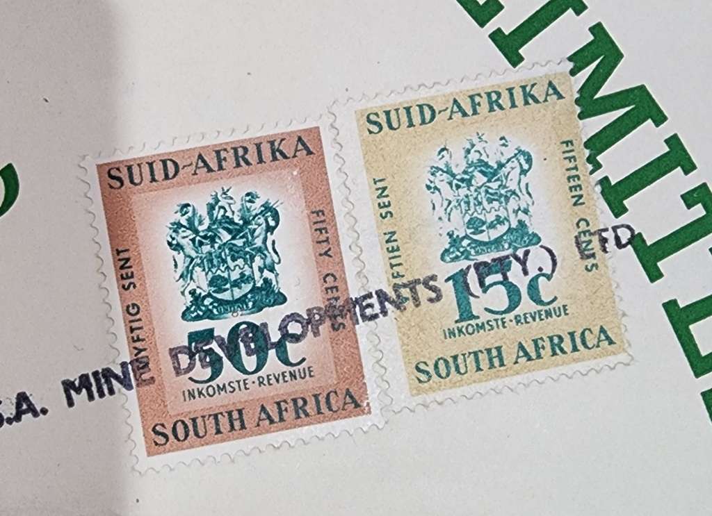 SA Mine developments Ltd Share certificate for 500 shares dated 1968