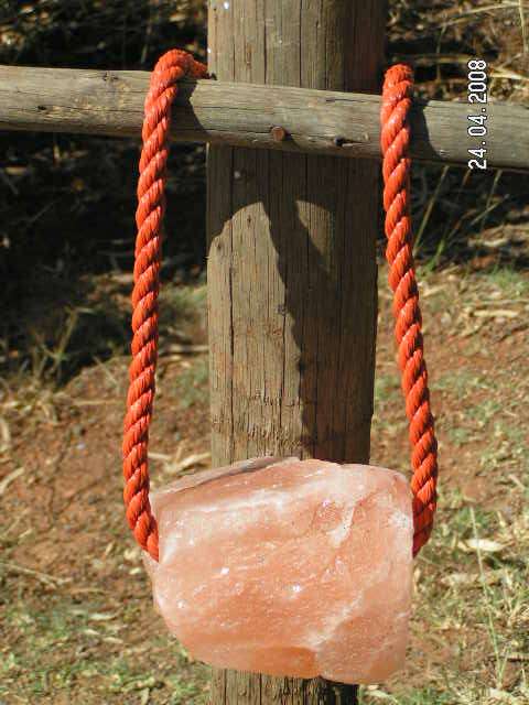 HORSE LICK on ROPE.  HIMALAYAN SALT. 3 - 4 KGS