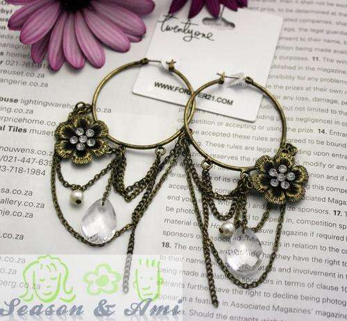 Vintage Style flower circle tassels earring