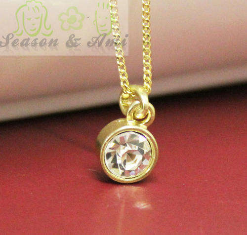 gold simple zircon necklace