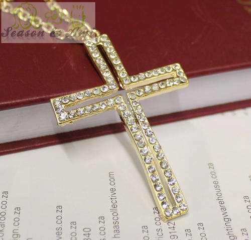 Shining Cross hollow necklace