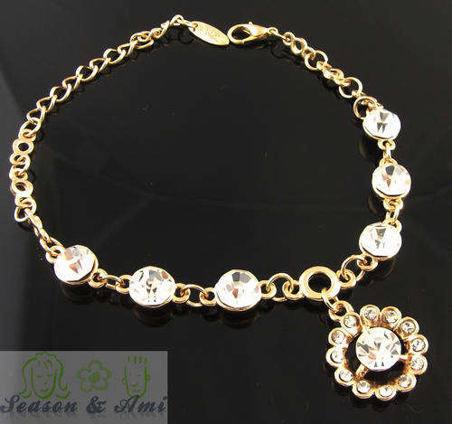 NEW fashion white rhinestone sunflower golden bracelet