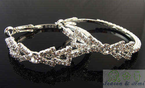 NEW fashion  white rhinestone big hoop earrings