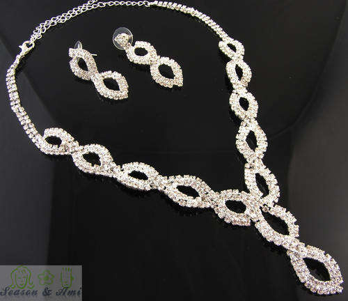 lovely shine wedding necklace&earrings sets-