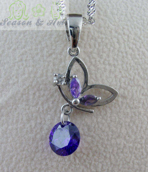 fashion blue zircon flower pendant only