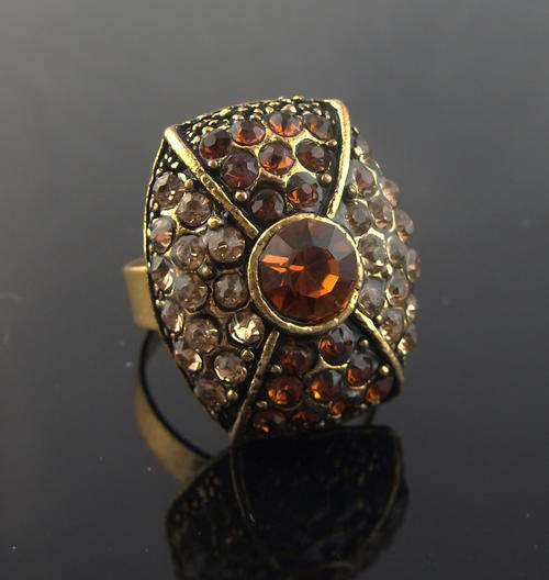 vintage style brown rhinestone rings(adjustable)