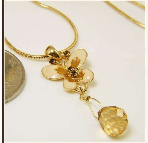fashin butterfly crystal water-drop necklace