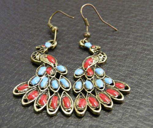 colour peacock bronze earrings