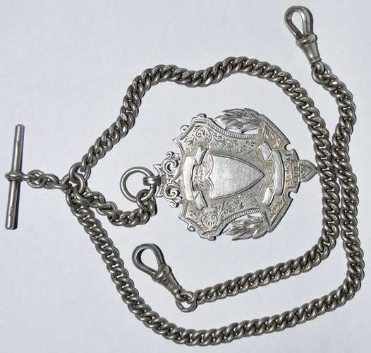 SOLID SILVER ANTIQUE (Dated back to the 1700s) POCKET WATCH FOB WITH CHAIN (65grams of solid silver)