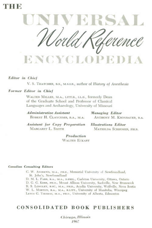 [B:2:S:CC]-Universal World Reference Encyclopedia Complete Set - 16 Volumes. 1967.