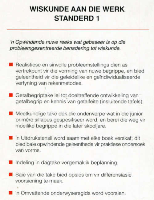 [B:1:S:CC]-Wiskunde aan die Werk. Standard 1. Leerder Handboek en Onderwysersgids. - Murray et al