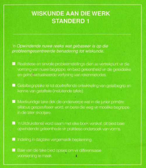 [B:1:S:CC]-Wiskunde aan die Werk. Standard 1. Leerder Handboek en Onderwysersgids. - Murray et al