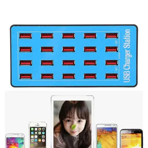 USB Hub 20 Ports Fast Charging Station Power Adapter USB Desktop Fast Charging Station