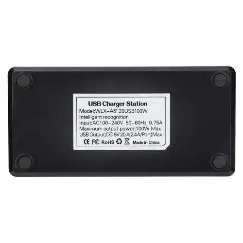 USB Hub 20 Ports Fast Charging Station Power Adapter USB Desktop Fast Charging Station