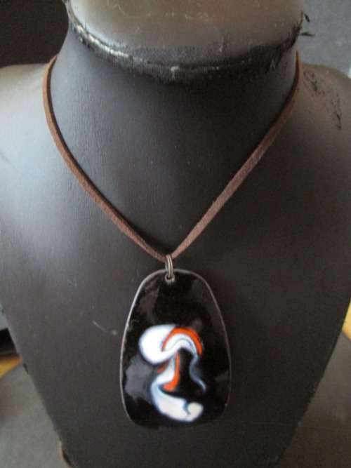 TRENDY, ENAMEL FIRED NECKLACE ON BRASS BACKING