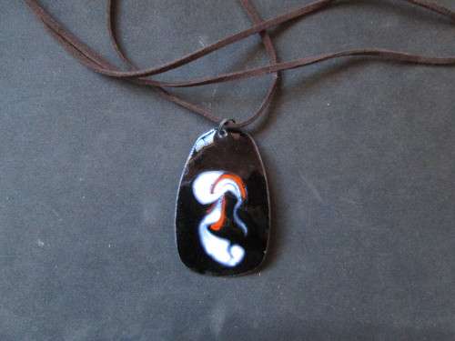 TRENDY, ENAMEL FIRED NECKLACE ON BRASS BACKING