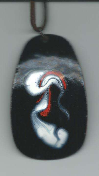 TRENDY, ENAMEL FIRED NECKLACE ON BRASS BACKING