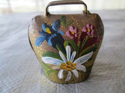 SWISS MINI BRASS COWBELL & COAL SHUFFLE AND HOLDER