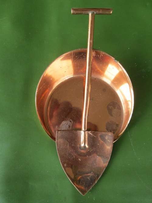 SWISS MINI BRASS COWBELL & COAL SHUFFLE AND HOLDER