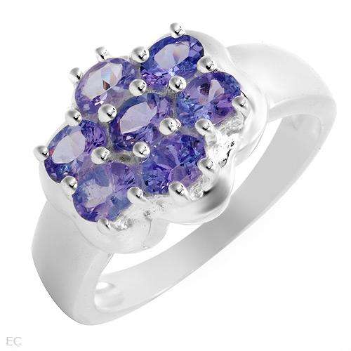 1.20ctw Genuine Tanzanites in 925 Sterling silver. Total item weight 5.5g SIZE 7