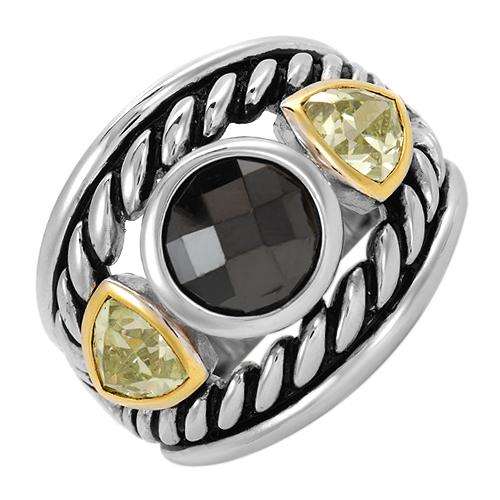 6.00ctw Cubic zirconia Crafted in 14K/925 Gold plated Silver. Total item weight 10.5g, Size 6